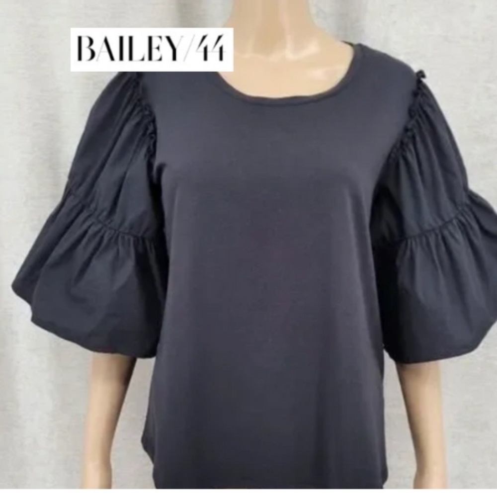 NEW BAILEY/44 Navy puff tiered sleeve top, S